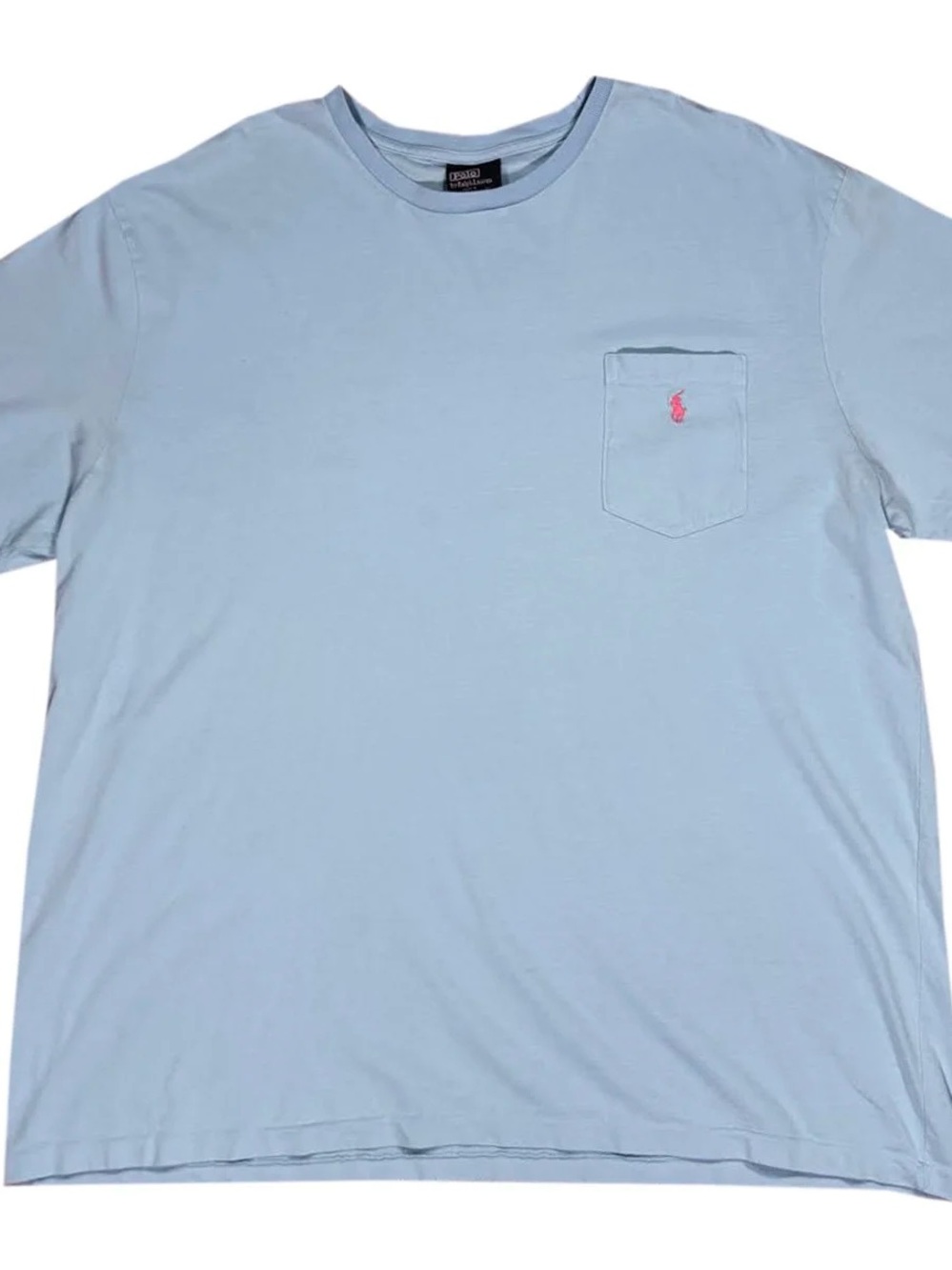 Vintage Polo Ralph Lauren Pony Light Blue Pocket T Shirt (Size XL)